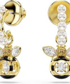 Swarovski Idyllia Drop-Ohrhänger, Kristallperle, Verschiedene Schliffe, Biene, Mehrfarbig, Goldlegierungsschicht