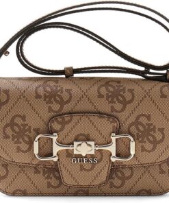 GUESS Umhängetasche Schultertasche Janie Logo Convertible Xbody Flap Latte Logo hellbraun