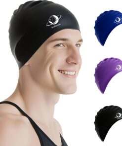Unisex Silikon Badekappe | Schwimmkappe für Damen und Herren, Schwimmhaube mit Anti-Rutsch-Futter, Schwimmmütze Weich und Bequem, Classic Designs
