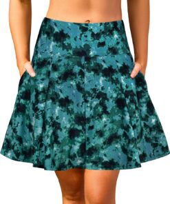 SHEKINI Damen High Waisted Swim Rock Seitentaschen Badeanzug Bottom mit eingebauter Short