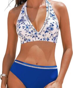 CUPSHE Bikini Damen Set High Waist Neckholder Cut Out Bademode | Strukturiert,Bequeme Passform, Sicherer Halt, Für Strand und Pool