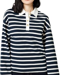 Tommy Hilfiger Damen Sweatshirt Gold Button Rugby Terry mit Spitzkragen