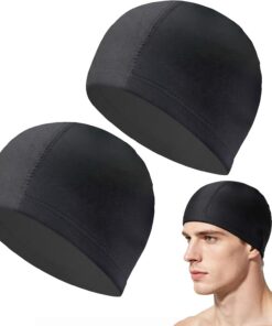 2 Stück Badekappe Stoff für Herren und Damen,Schwimmkappe,Swimming Cap,Schwimmmütze,Schwimmhaube,Badehaube,Bademütze,Badekappe Lange Haare,Badekappen für Schwimmer Erwachsene & Teenager