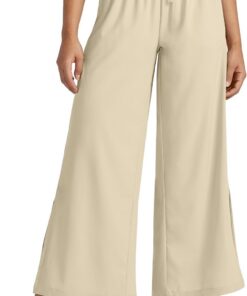 WILLIT Damen Hose Weite Hose Palazzo Leichte Freizeithose High Waiste Strandhose UPF 50+ Badehose Beach Schnelltrockner Sonnenschutz mit Taschen