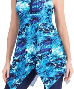 Ecupper Damen Tankini Set Badekleid Blumen Muster Badeanzug mit Shorts Swimsuit Übergröße