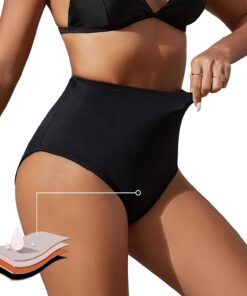 Runmeihe Perioden Bademode zum Schwimmen für Mädchen Teenager Frauen, Hoch Taillierte Schwarze Bikini Perioden Badeanzug