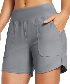 baleaf Damen Badeshorts Bauchkontrolle UPF50+ Badehose Schnell Trocknend Schwimmhose Hohe Taille Boardshorts Schwimmunterteil mit Taschen | Bauchkontrolle Schnell Trocknend Schwimmhose Hohe Taille Boardshorts Schwimmunterteil mit Taschen