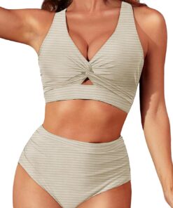 Dokotoo Damen Bikini Set Sexy Push Up Bikinis High Waist Bauchweg Bademode Zweiteiliger Badeanzug Swimsuit S-XXL