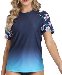 Damen Schwimmshirt Rashguard Kurzarm – UV-Schutz 50+ für Strand & Wassersport, Schnelltrocknend, 4-Wege-Stretch, Atmungsaktiv, Leichtes Material für Schwimmen, Surfen & SUP