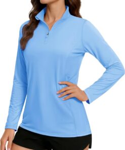 TACVASEN Damen Langarm Uv-Schutz UPF 50+ 1/4 Reißverschluss Langarmshirt Rash-Guard-Shirt