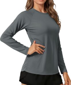 TACVASEN Damen Rashguard Uv-Schutz Shirt Schwimmshirt Langarm T-Shirt Sonnenschutz UPF 50+ Sportshirt
