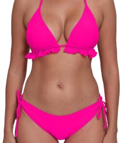 Halcurt Triangel Bikini Damen Set Neckholder Zweiteiliger Badeanzug S-XL | Rüsche Bikini Oberteil, Verstellbare Seitlicher Schnürung Bikinihose, Herausnehmbare Brustpolster, Schnell Trocknend
