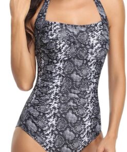Smismivo Badeanzug Damen Bauchweg Push Up Schwimmanzug mit Retro Schlankheits Raffung Vintage Einteilige bademode Swimsuits for Women