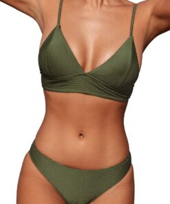 CUPSHE Bikini Damen Set High Waist Crossover Bustier Elegant Swimsuit