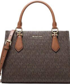 Michael Kors Marilyn Medium Signature Logo Umhängetasche mit Reißverschluss Braun