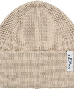 Marc OߴPolo Denim Damen Strickmütze aus Bio-Baumwolle mit Logo, Beige (Sand Melange), One Size