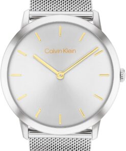 Calvin Klein Zwei-Zeiger-Quarzwerk-Uhr Für Männer und Frauen Kollektion Exceptional mit Silbernem oder Goldenem Edelstahl-Mesh-Gliederarmband