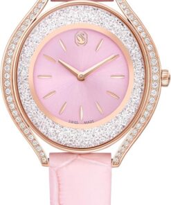 Swarovski Crystalline Kollektion Aura Uhr, Swiss Made, Lederarmband