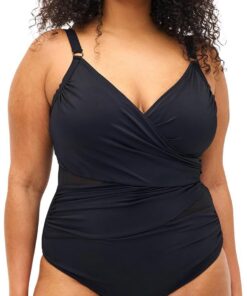 Zizzi Swim by Damen Große Größen Badeanzug Wickel Größe 42-60