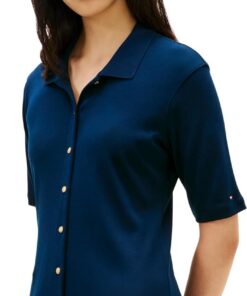 Tommy Hilfiger Damen Gold Button F&f Midi Dress Ww0ww48776 Polokleid (1er Pack)