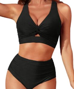 Dokotoo Damen Bikini Set Sexy Push Up Bikinis High Waist Bauchweg Bademode Zweiteiliger Badeanzug Swimsuit S-XXL
