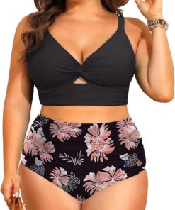 CheChury Damen Bikini Set Hohe Taille Bauch Weg Badeanzug Zweiteilig Sexy V Ausschnitt Push Up Bademode Grosse Grössen Bikini Zweiteiliger Große Größen Badeanzüge High Waist Bikinis Frauen Swimsuit