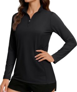 TACVASEN Damen Langarm Uv-Schutz UPF 50+ 1/4 Reißverschluss Langarmshirt Rash-Guard-Shirt