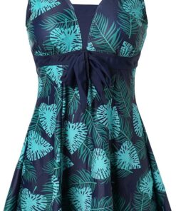 Ecupper Badeanzug Damen Elegant Einteiliger Badeanzug Mit Brustpolster Badeanzugkleid Baderock
