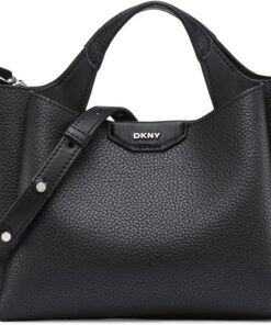 DKNY Women's Willa Mini Satchel, Black and Silver, One Size