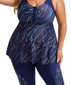 Hanna Nikole Tankini Damen Große Größe Bauchweg Bademode Push Up Tankini Zweiteiliger Set Hohe Taille Sommer Badeanzüge Tankini Oberteil mit Badeshorts