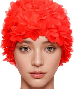 Badekappe mit Spitze, Vintage-Stil, Blumenmuster, Retro-Stil