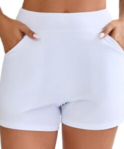 Halcurt Badeshorts Damen Badehose mit Tasche und Kordelzug S-XXL | Schnell Trocknende, Bauchkontrolle Boardshorts, Elastischer Bund, Slip-Futter, Strand Surf Schwimmshorts
