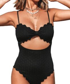 CUPSHE Damen Badeanzug einteilig sexy Badebekleidung mit Cutout Zierausschnitt