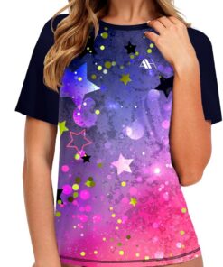 Damen UV Badeshirt Kurzarm Schwimmshirt UPF 50+ Rash Guard Schnelltrocknend Surf Shirt
