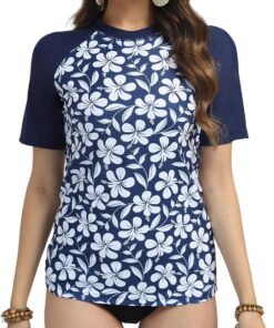 UV Shirt Damen Kurzarm UPF 50+ Schwimmshirt Schnelltrocknen Rundhals Badeshirt S-XXXL