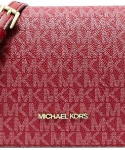 Michael Kors Jet Set Signature Logo Crossbody Bag Cherry