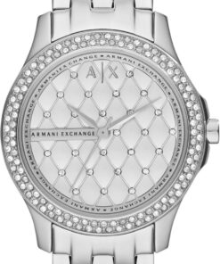 Armani Exchange Watch For Women, Quarz-Dreizeigerwerk und 36mm Gehäusegröße mit Edelstahlarmband