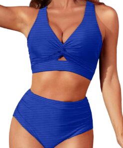 Dokotoo Damen Bikini Set Sexy Push Up Bikinis High Waist Bauchweg Bademode Zweiteiliger Badeanzug Swimsuit S-XXL