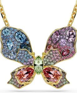 Swarovski Anhänger und Brosche Idyllia, gemischte Größen, Pavé, Schmetterling, mehrfarbig, Kombination aus Metall-Finish, One Size, Kristall