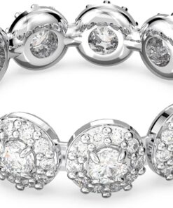 Swarovski Una Ring, Weiße Rundschliff- und Pavé-Kristalle in Rhodinierter Fassung