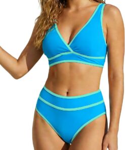 TcIFE Damen Bikini Set V-Ausschnitt High Waist Bauchweg Farbblock | Damen Bikini Set Zweiteiler mit tiefem V-Ausschnitt, High Waist Bauchweg Farbblock Hohe Taille Bottoms Zweiteiliger Badeanzug