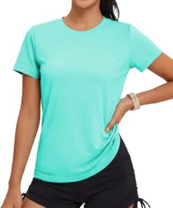 MAGCOMSEN Sportshirt Damen UV Shirt Kurzarm Sport Shirts Basic Funktionsshirt Fitness Wandershirt Yoga UV-Schutz Wasser