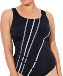 Ulla Popken Damen Badeanzug, Fabige Paspeln, Ohne Softschalen Badeanzug (1er Pack)