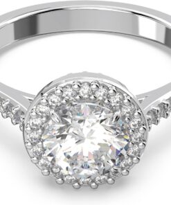Swarovski Una Angelic Kollektion Cocktailring, Rundschliff, Pavé, Weiß, Rhodiniert