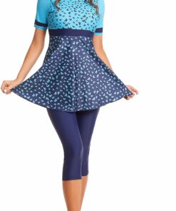 Modest Short Sleeve Swimsuits for Women 3-Piece Bathing Suits Floral Print Swimming Suits Plus Size Rash Guard