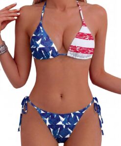 Tainehs Bikini für Damen, Neckholder, Triangel, sexy, Tangahöschen an beiden Seiten zu binden