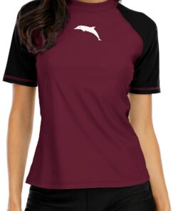 Halcurt UV Shirt Damen Rash Guard Kurzarm UPF 50+ Schnell Trocknender S-XXL | Sonnenschutz Schwimmshirt, Atmungsaktiv, Nur Schwimmoberteil, Raglan Ärmel