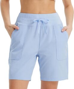 baleaf 7" Knielang Sport Shorts Damen Laufshorts Damen mit Taschen | Atmungsaktiv Schnelltrocknend UV-Schutz Sporthose Kurz für Outdoor, Laufen, Fitness