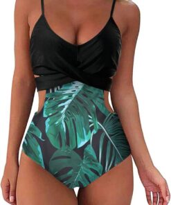 Badeanzug Damen Bauchweg Bikini High Waist Push up Bademode Bauchweg Badeanzug Einteiliger Frauen Raffung Mesh High Neck Badeanzüge Strandmod Mädchen One Piece Monokini Schwimmanzug