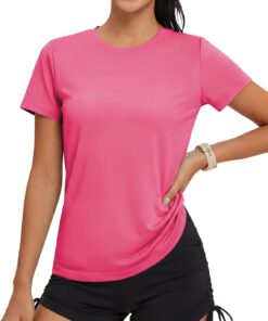 MAGCOMSEN Sportshirt Damen UV Shirt Kurzarm Sport Shirts Basic Funktionsshirt Fitness Wandershirt Yoga UV-Schutz Wasser